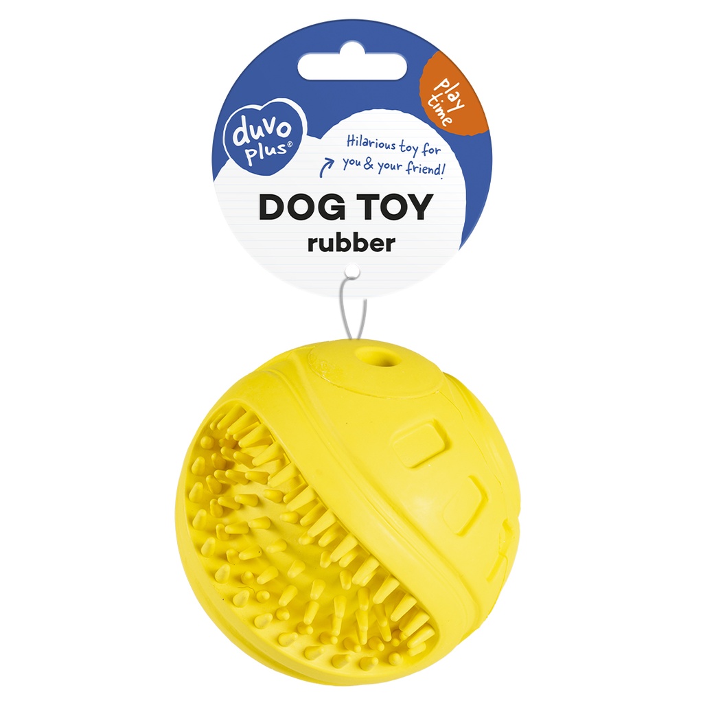 Duvo+ Dog Toy Rubber Giggle Ribble Ball 8,5x8,5x8,5cm[Color - Yellow]