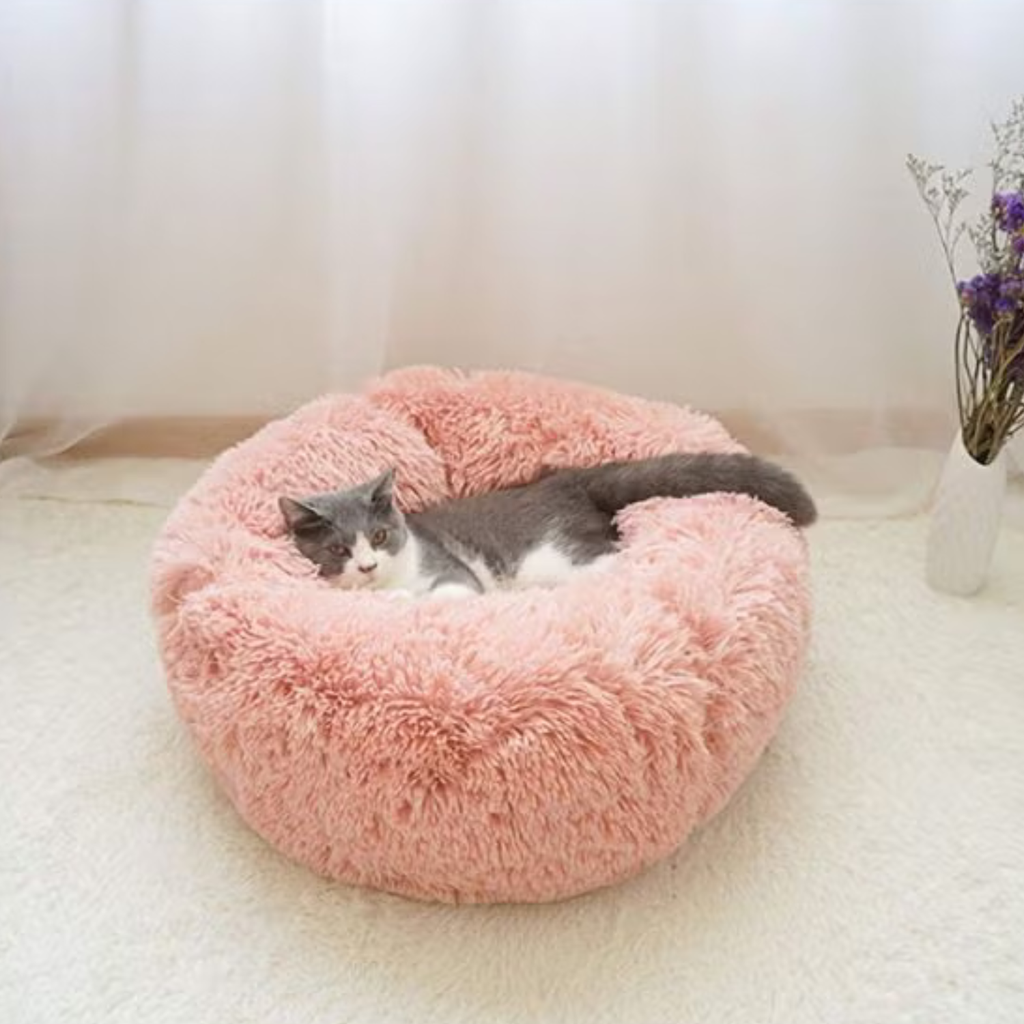 Pado Pet Fluffy Donut Cushion -Assorted Color[Size - L, Dimension - 60 x 20cm]