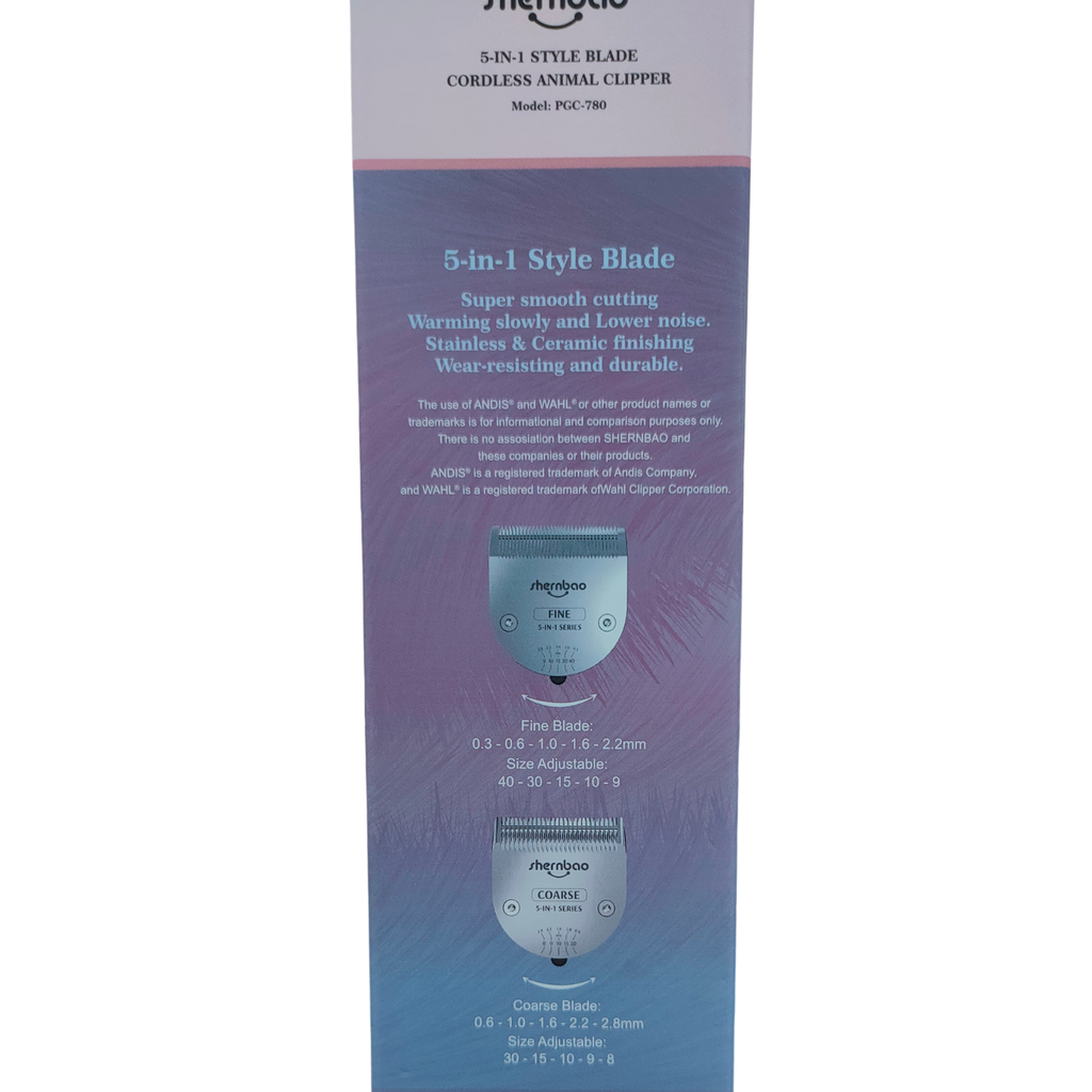 Shernbao NEW Professional 5 in 1 Style Blade Cordless Animal Clipper