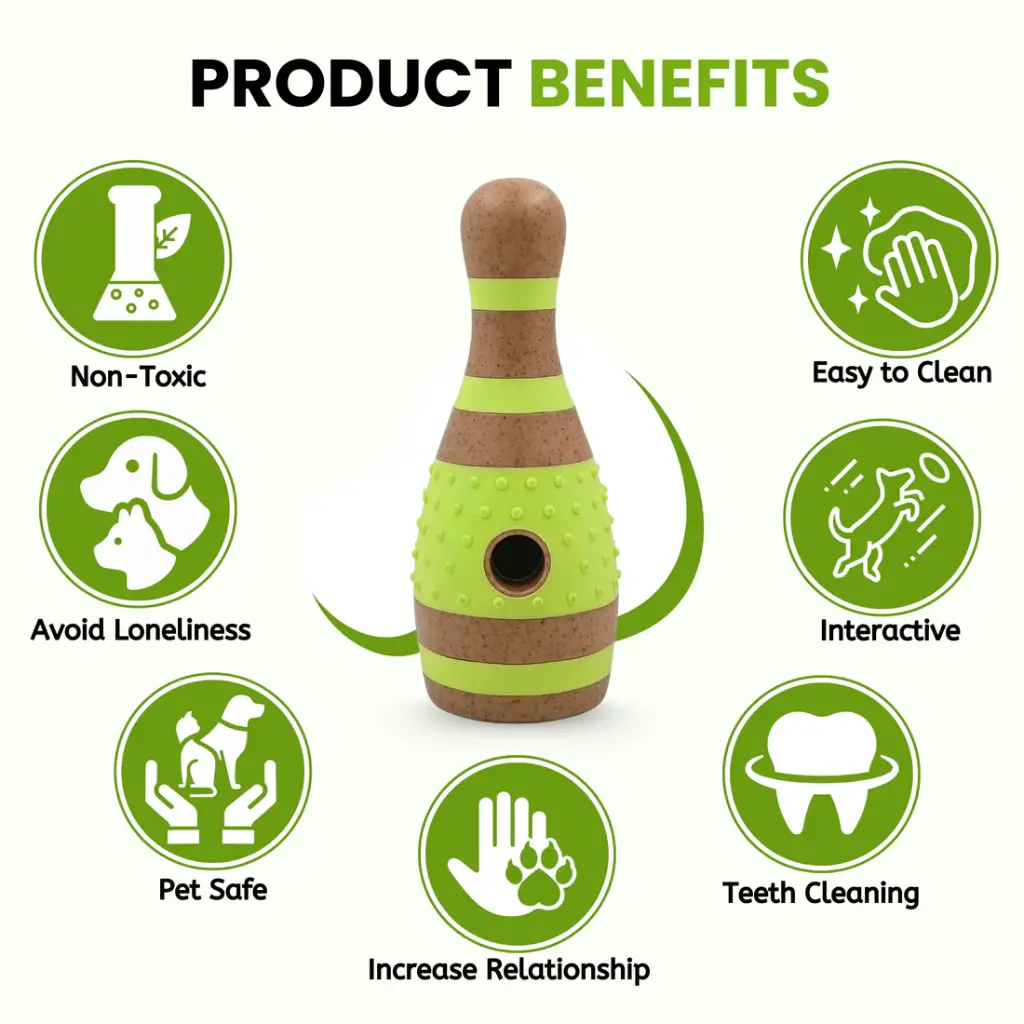 Pado Skittle Nylon and Wood TPR Dog Treat Toy 15.2x6.2x6.2 cm