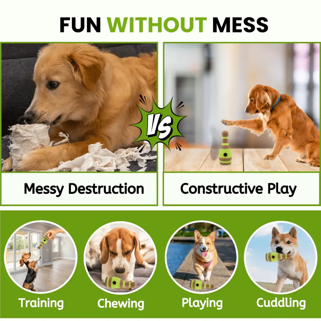 Pado Skittle Nylon and Wood TPR Dog Treat Toy 15.2x6.2x6.2 cm