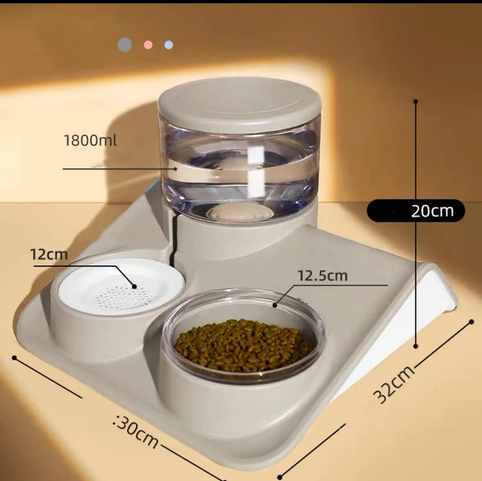 Pado Glossy Food & Water Dispenser-Grey  1800ml