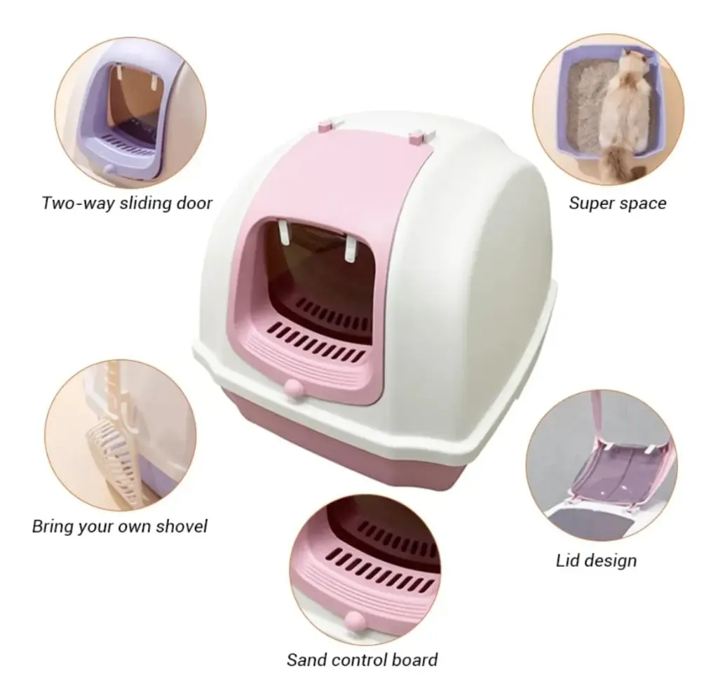Pado Litterarium Cat Litter Box 50.5*44.5*40 cm- Pink