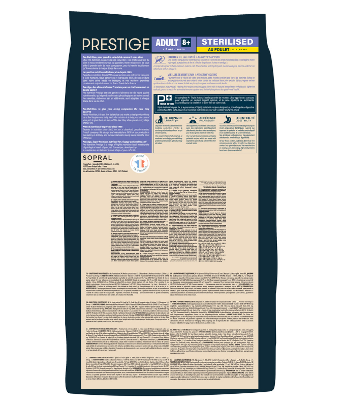 Pro nutrition Prestige Cat Adult 8+ Sterilised Chicken 10Kg