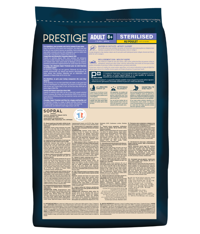 Pro nutrition Prestige Cat Adult 8+ Sterilised Chicken 2Kg