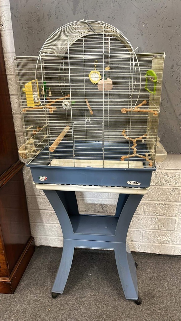 IMAC Matilde Cage for Canaries, Parakeets and Exotic birds[Color - Light blue - White, Size - M, Dimension - 58 x 38 x 71-143cm]