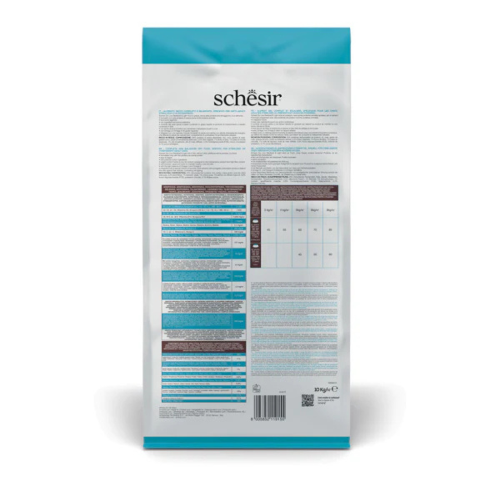 Schesir Dry food for adult cats with a single protein source - Sterilized & Light Rich in Fish 10 kg 