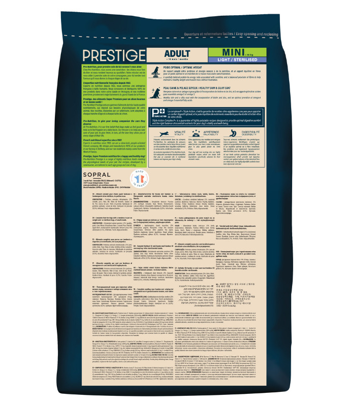 Pro nutrition Prestige Dog Adult Mini Light Sterilised 3Kg