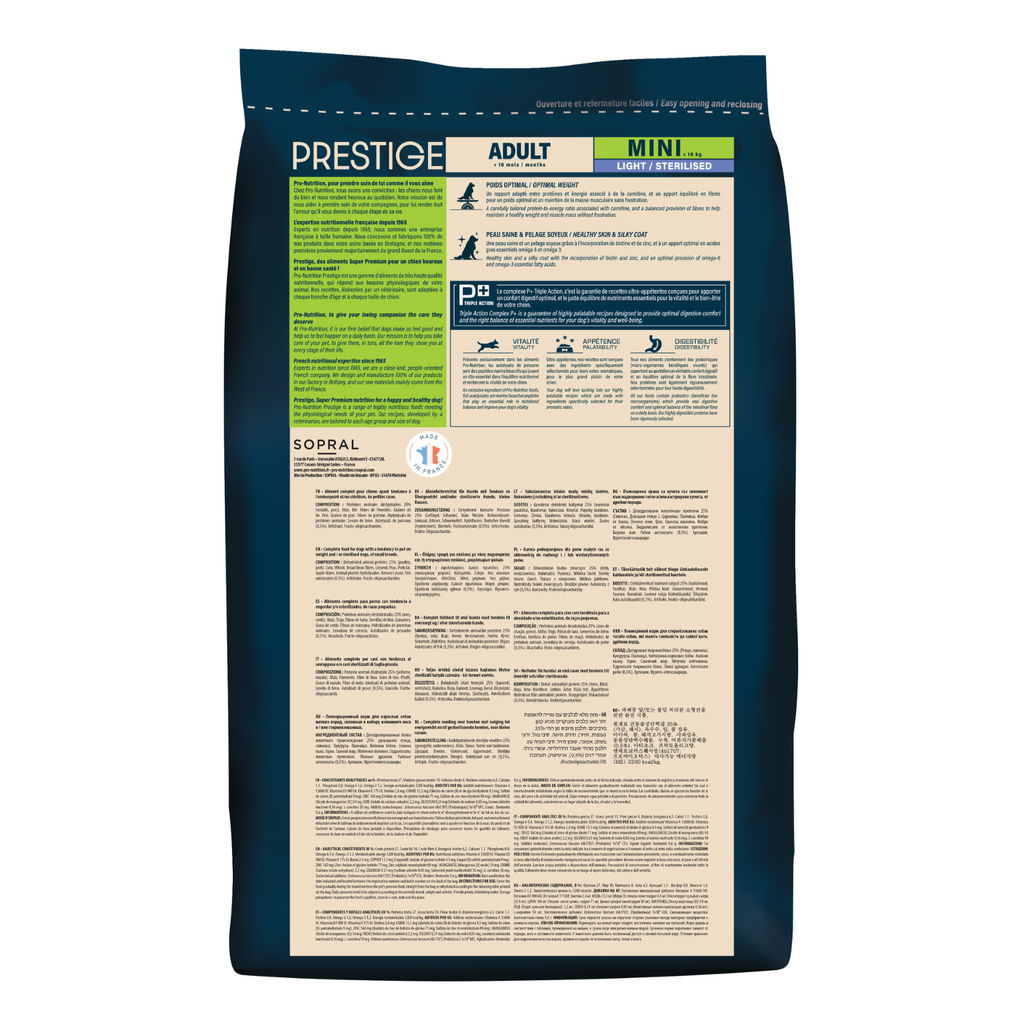 Pro nutrition Prestige Dog Adult Mini Light Sterilised 3Kg