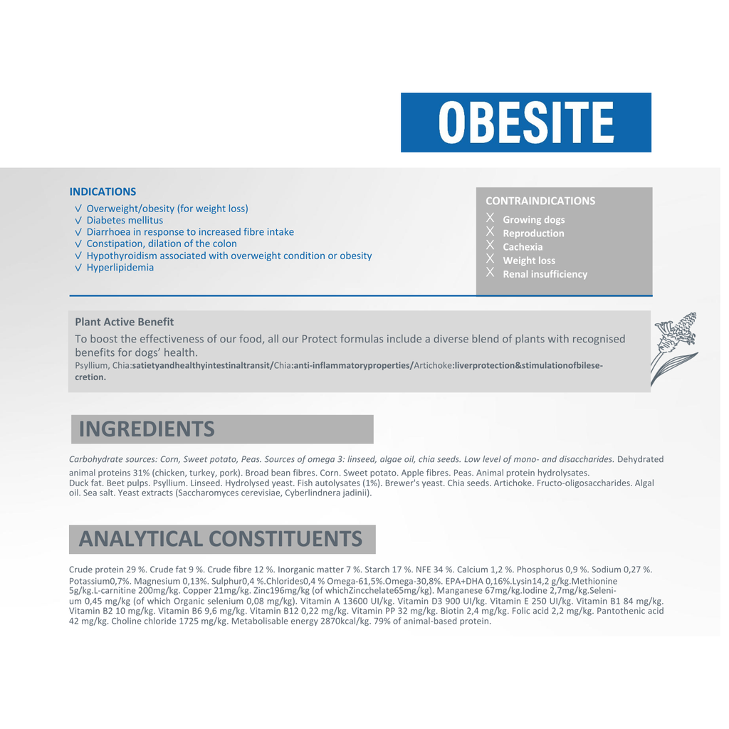 Pro nutrition Protect Obesite[overweight or obesity]-Dog Food For Adult All Sizes 2kg 