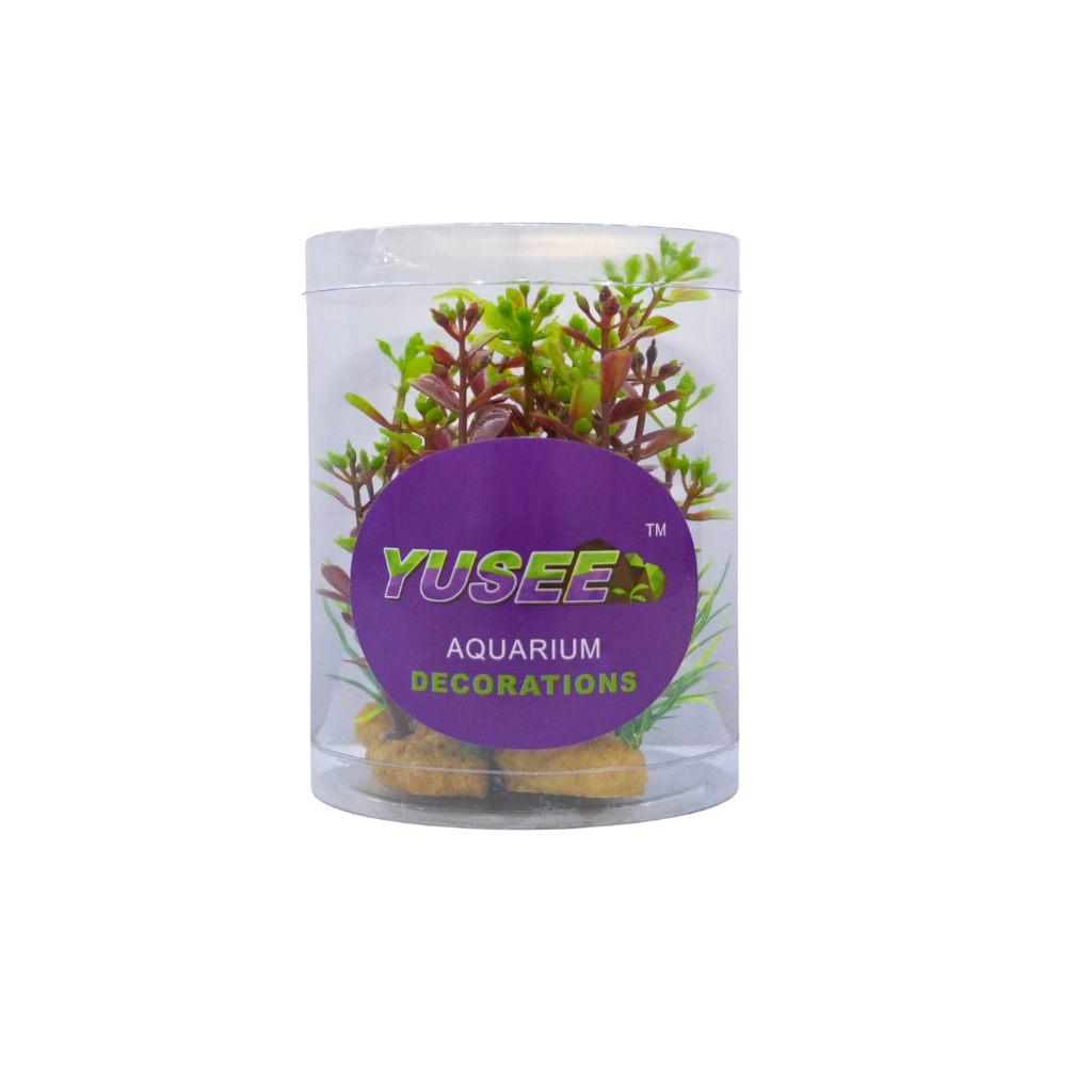 Yusee Aquarium Decorations - Artificial Plant 70610C-4 [Height:4"]