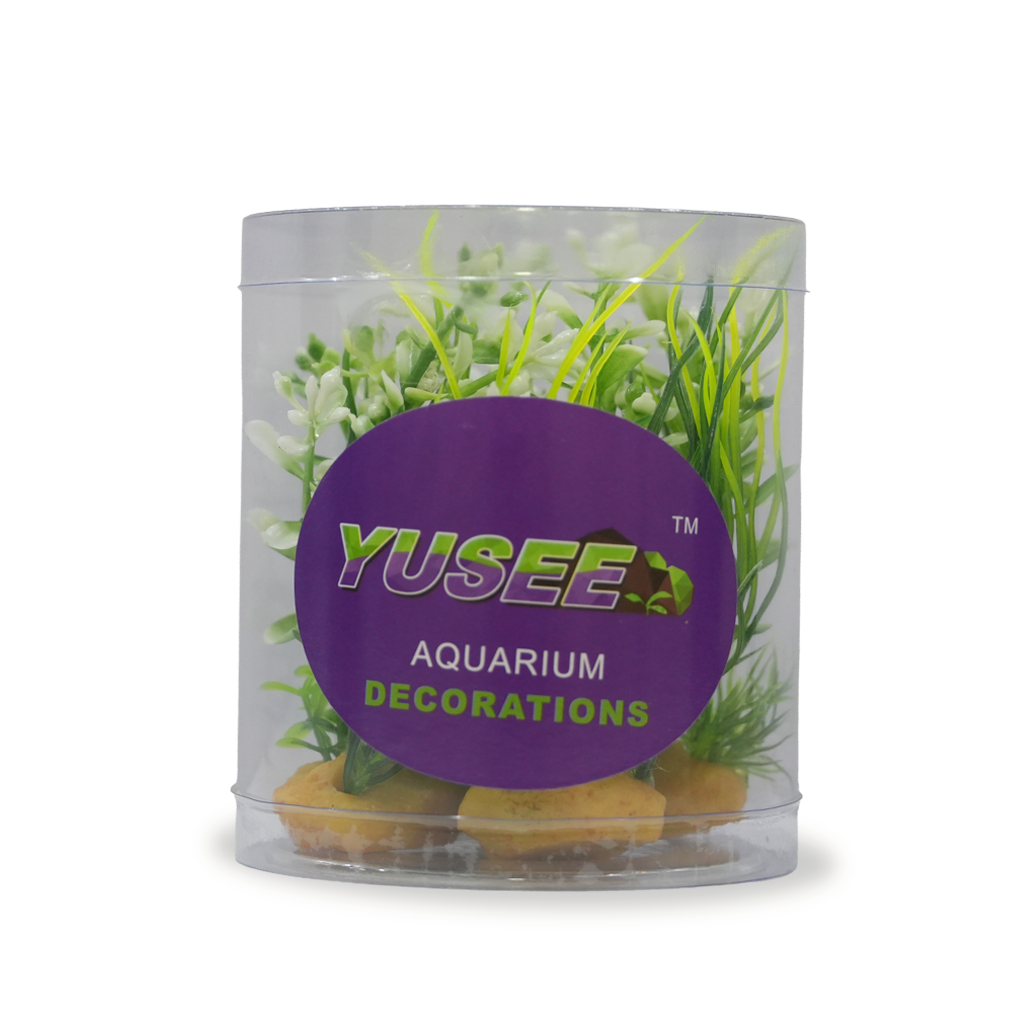 Yusee Aquarium Decorations - Artificial Plant 70612F-4 [Height:4"]