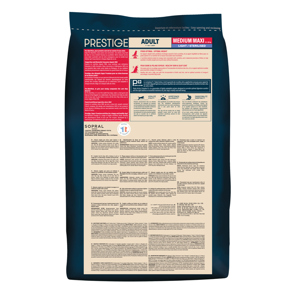 Pro nutrition Prestige Dog Adult Medium/ Maxi Sterilised 3Kg