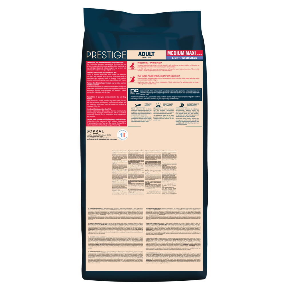 Pro nutrition Prestige Dog Adult Medium/ Maxi Sterilised 15Kg