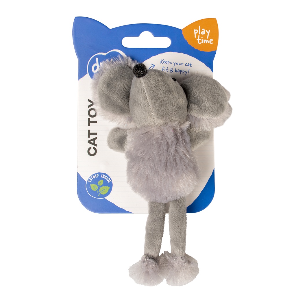 Duvo+ Cushy Big Ear Mouse Grey 13.5x8.5x6cm