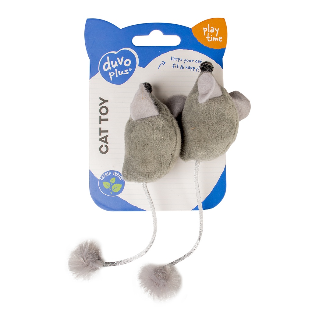 Duvo+ Cushy Mice With Funny Tail (2pcs) Grey 16.5x5x4cm 