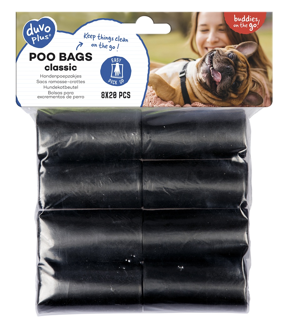 Duvo Classic poo bags Black 8 x 20pcs   