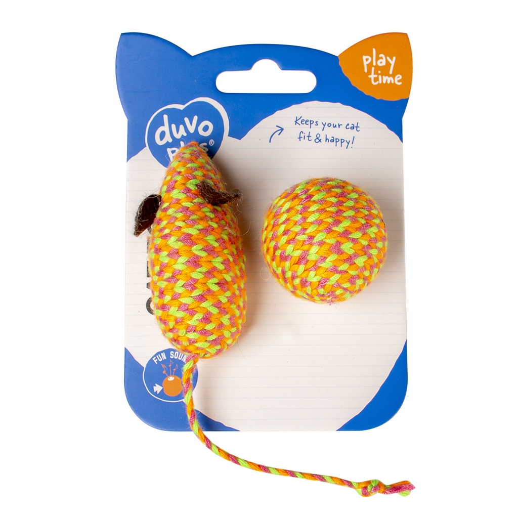 Duvo Jolly orange mouse & ball Orange 17.5x3.5x4.5cm  