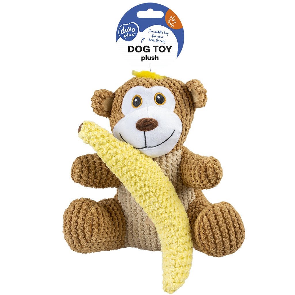 Duvo Plush duo monkey + banana Multicolour 22x19x8cm   