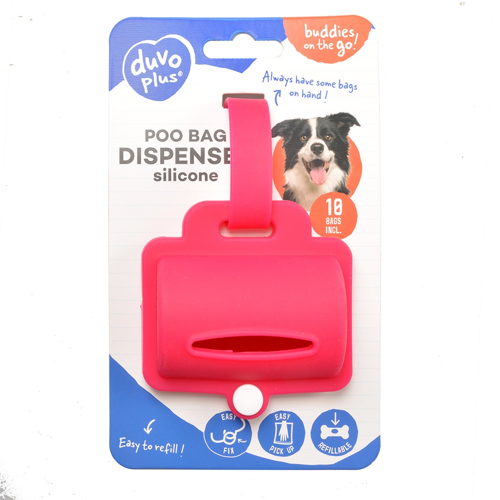 Duvo Poo bag dispenser silicon Pink 2x 20pcs  