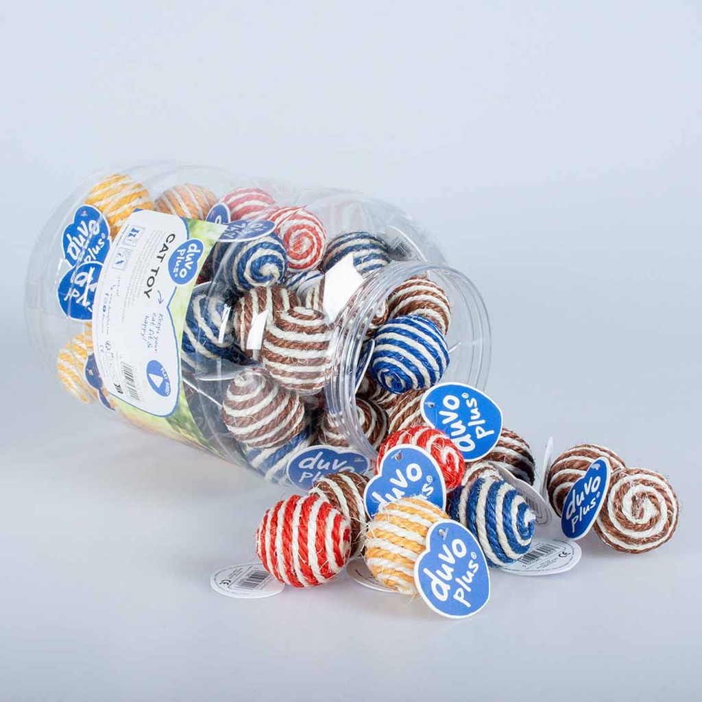 Duvo Striped sisal balls with sound Mixed colors 5x5x5cm