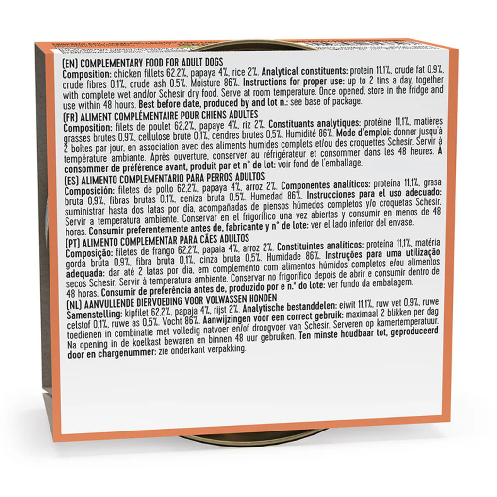 Schesir Dog Wet Food-Chicken Fillets With Papaya[Weight - 150g]