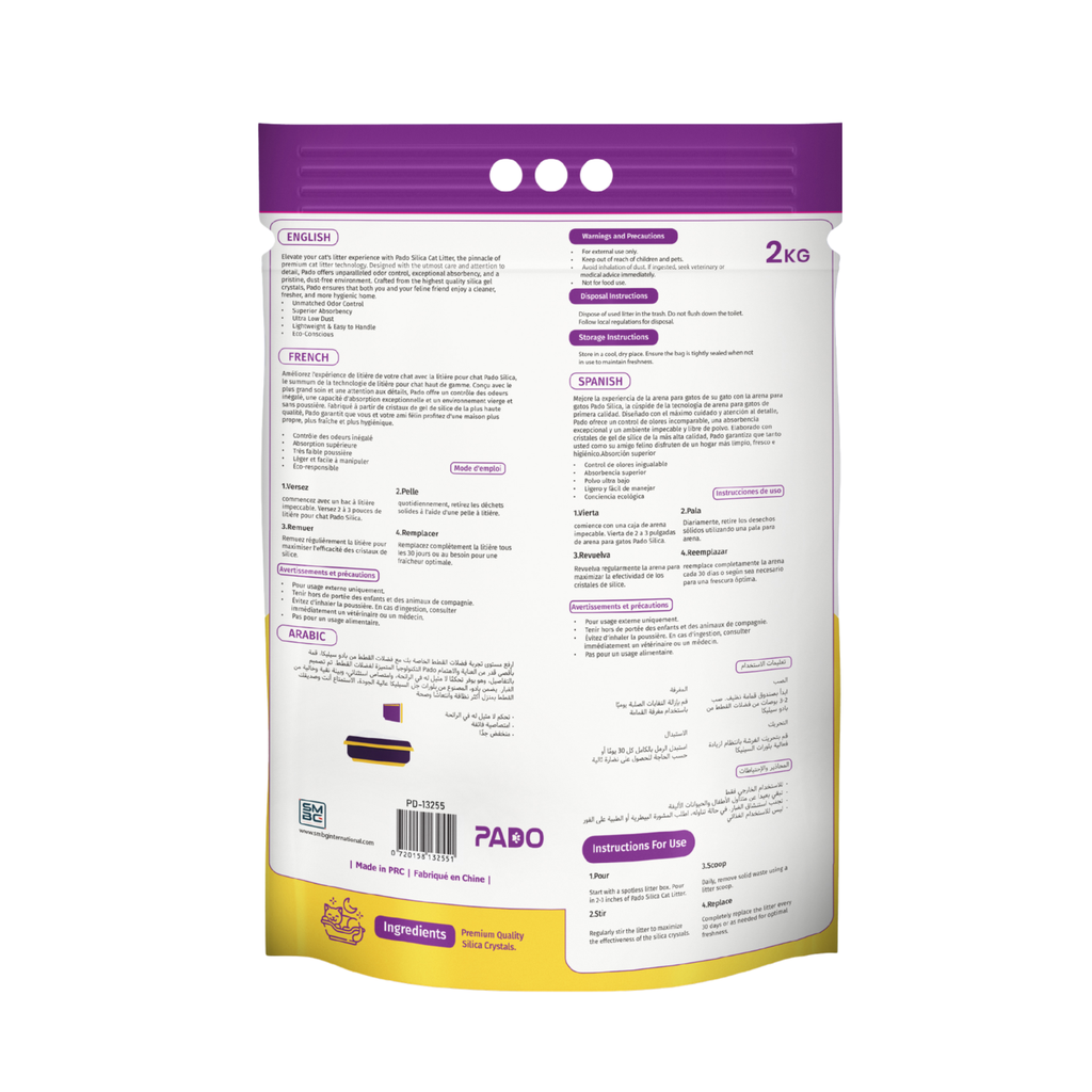 Pado Silica Crystal Cat Litter 2kg -Unscented