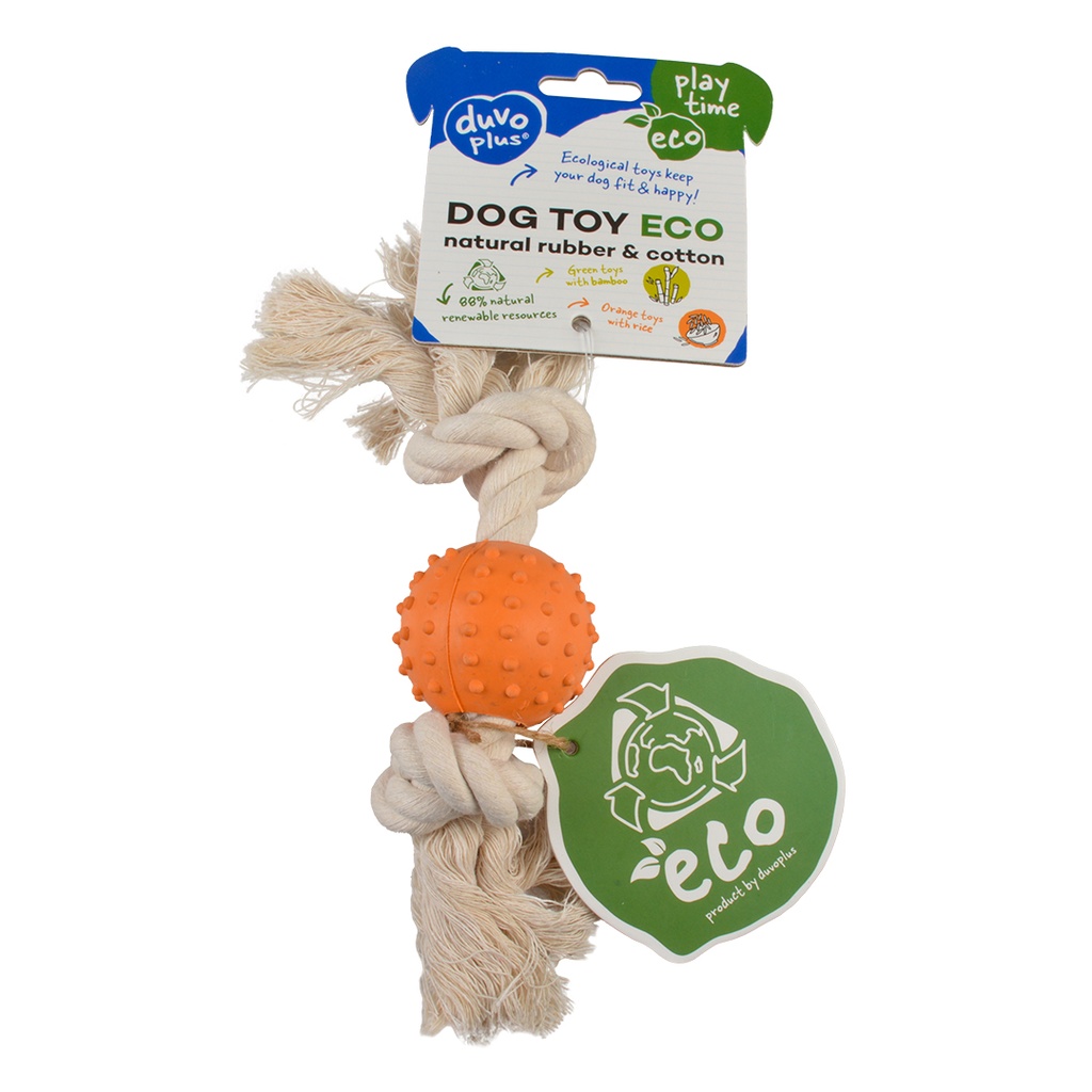 Duvo+ Eco Rubber Ball Bamboo/Rice + Cotton 27x5x5cm Mixed Colors