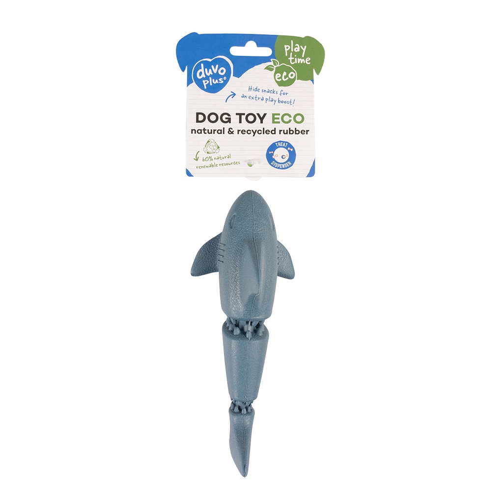 Duvo+ Eco Rubber Shark Snack Dispenser 18x7.6x7x5cm Blue