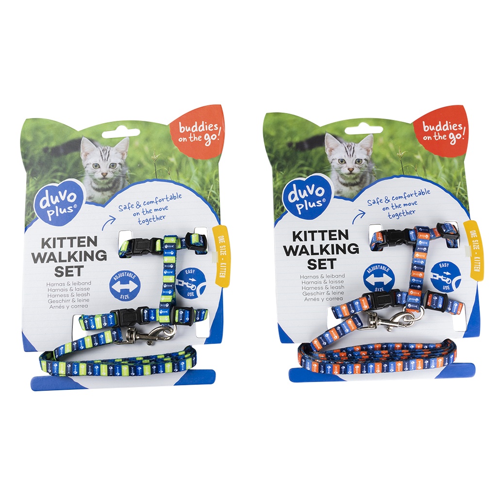 Duvo+ Kitten Walking Set Fish Bones 15-25cm / 8mm-125cm Mixed Colors 