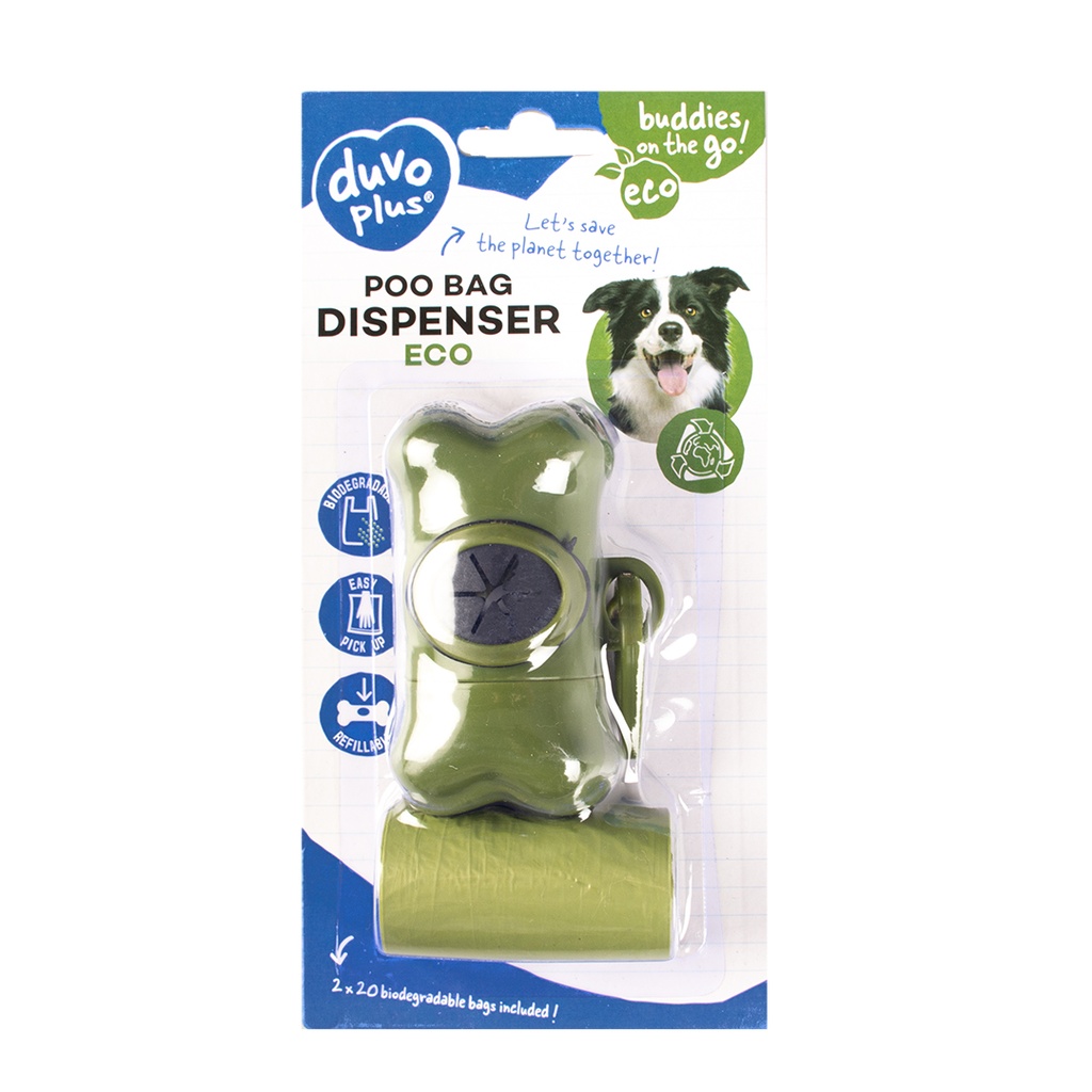 Duvo+ Poo Bag Dispenser Bone Eco 2X20St Green
