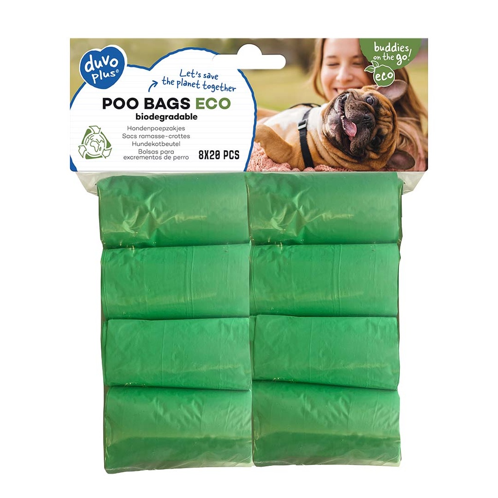 Duvo+ Poo Bags Eco Biodegradable 8X20St Green