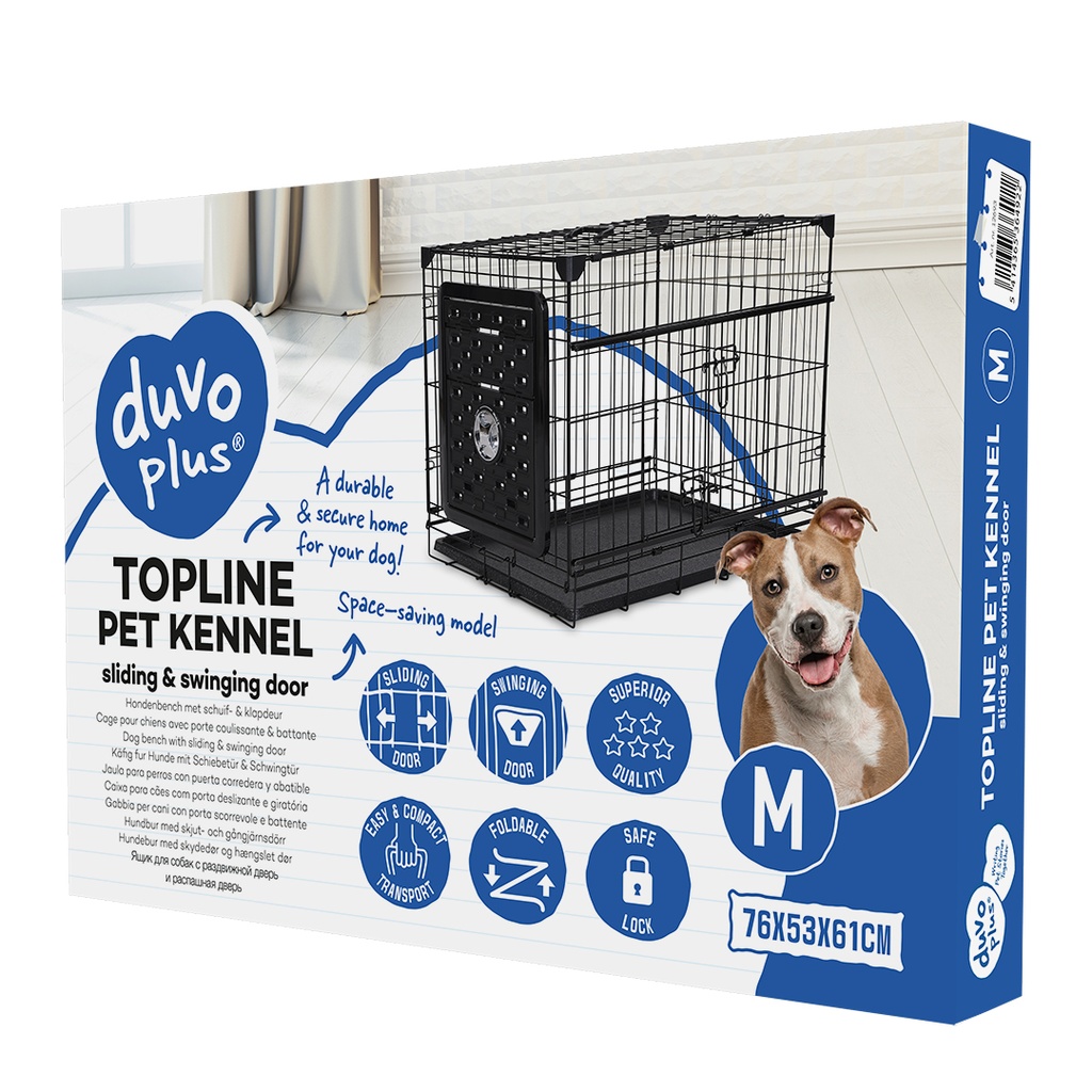 Duvo+ Topline Dog Crate Sliding & Folding Door 76X53X61cm Black