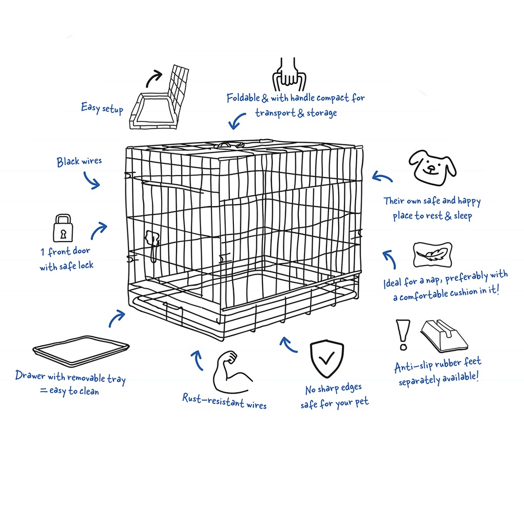 Duvo+ Topline Dog Crate Sliding & Folding Door 76X53X61cm Black