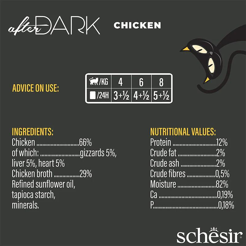 Schesir After Dark Wholefood In Broth For Cat - Chicken 80g (Min Order- 12 Cans)