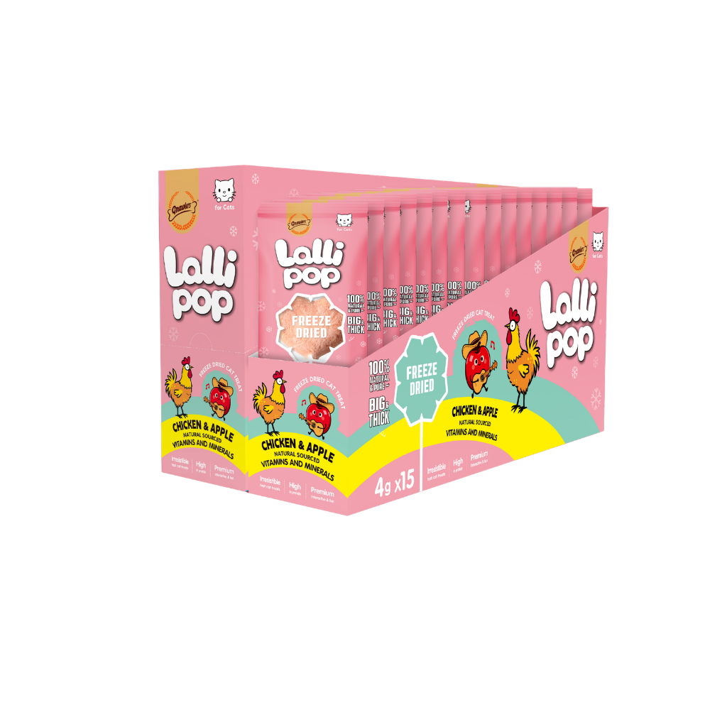 Gnawlers Freeze Dried Lollipop Cat Treat -Chicken & Apple 4g x15pcs [Display Box]