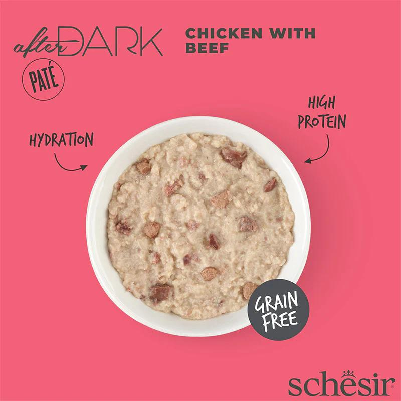 Schesir After Dark Patè For Cat - Chicken With Beef 80g (Min Order- 12 Cans)