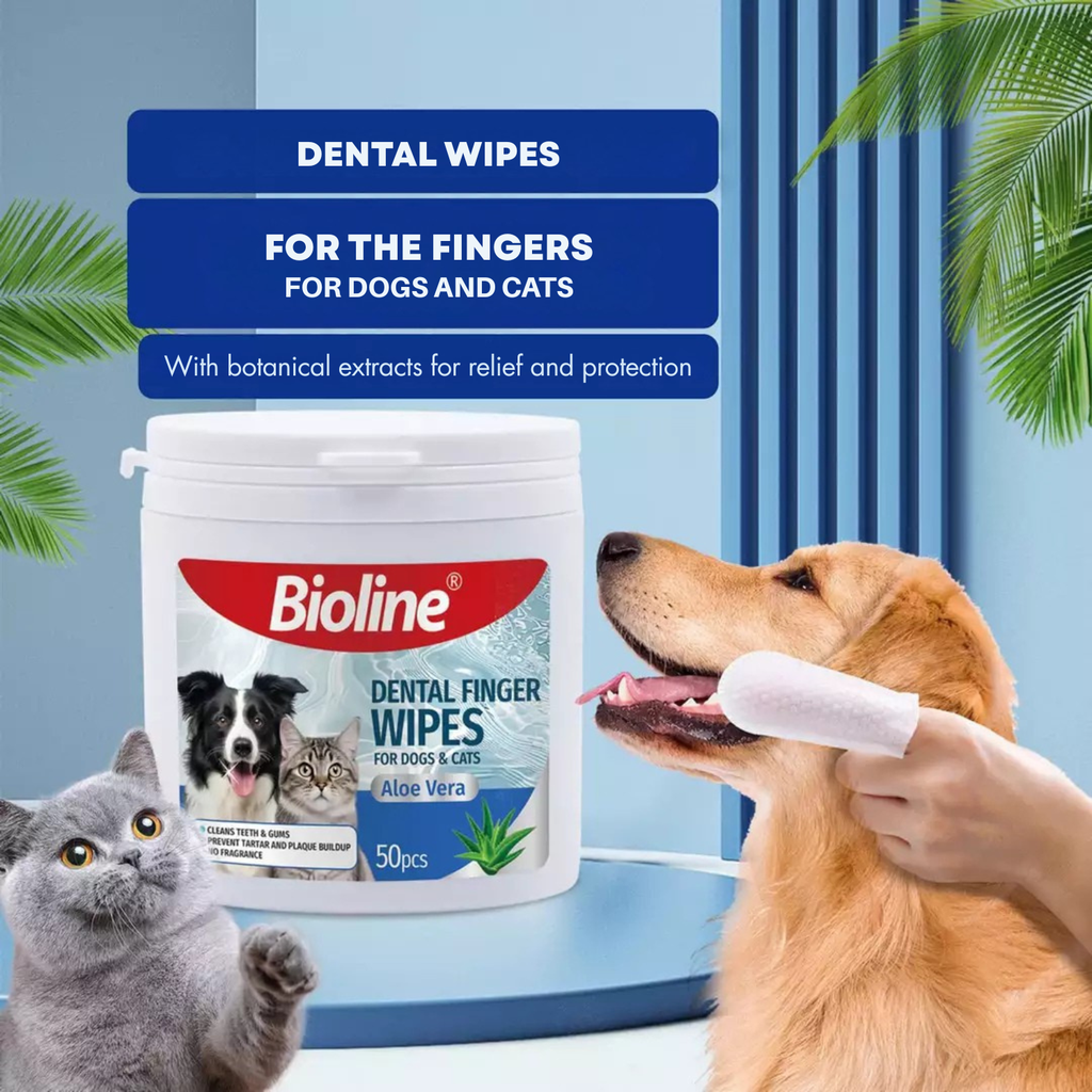 Bioline Dental Finger Wipes For Dogs & Cats (50pcs)