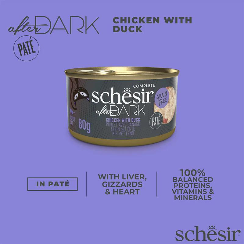 Schesir After Dark Patè For Cat - Chicken With Duck 80g (Min Order- 12 Cans)