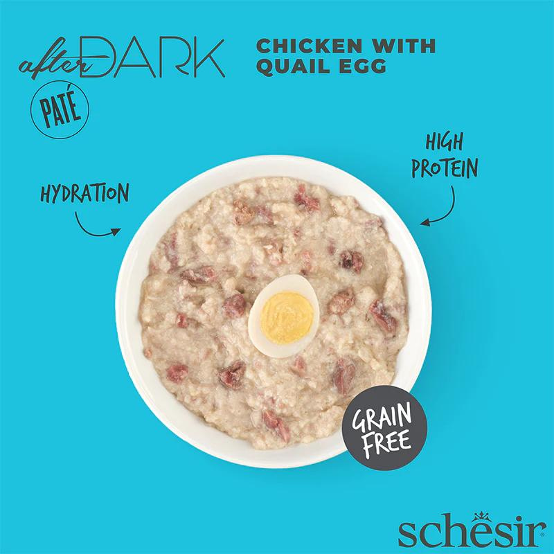 Schesir After Dark Patè For Cat - Chicken With Quail Egg 80g (Min Order- 12 Cans)