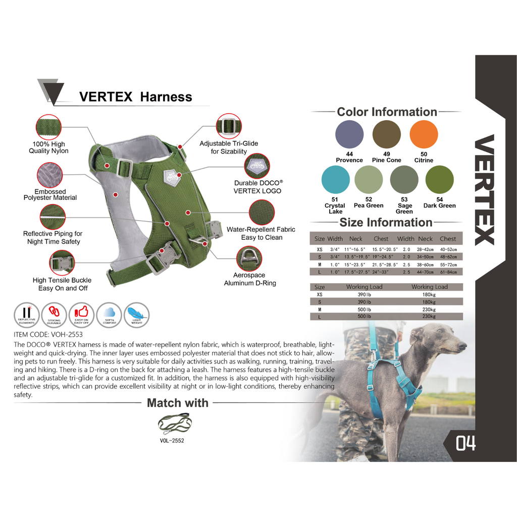 DOCO® VERTEX  Harness [Pea Green,Size - L]   