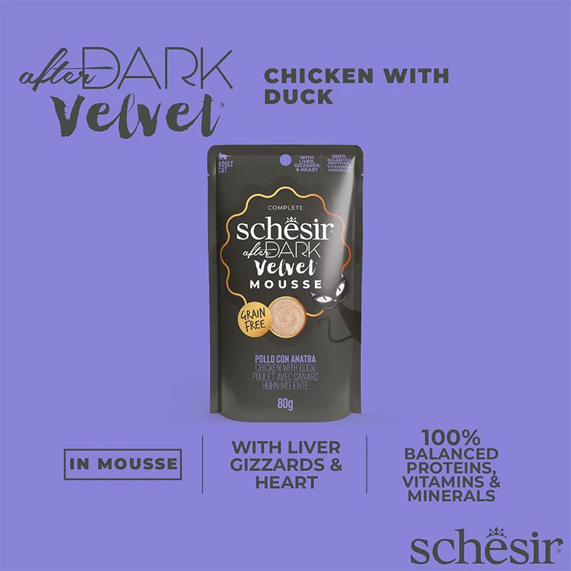 Schesir After Dark Velvet Mousse For Cat - Chicken With Duck 80g (Min Order- 12 Pouch)