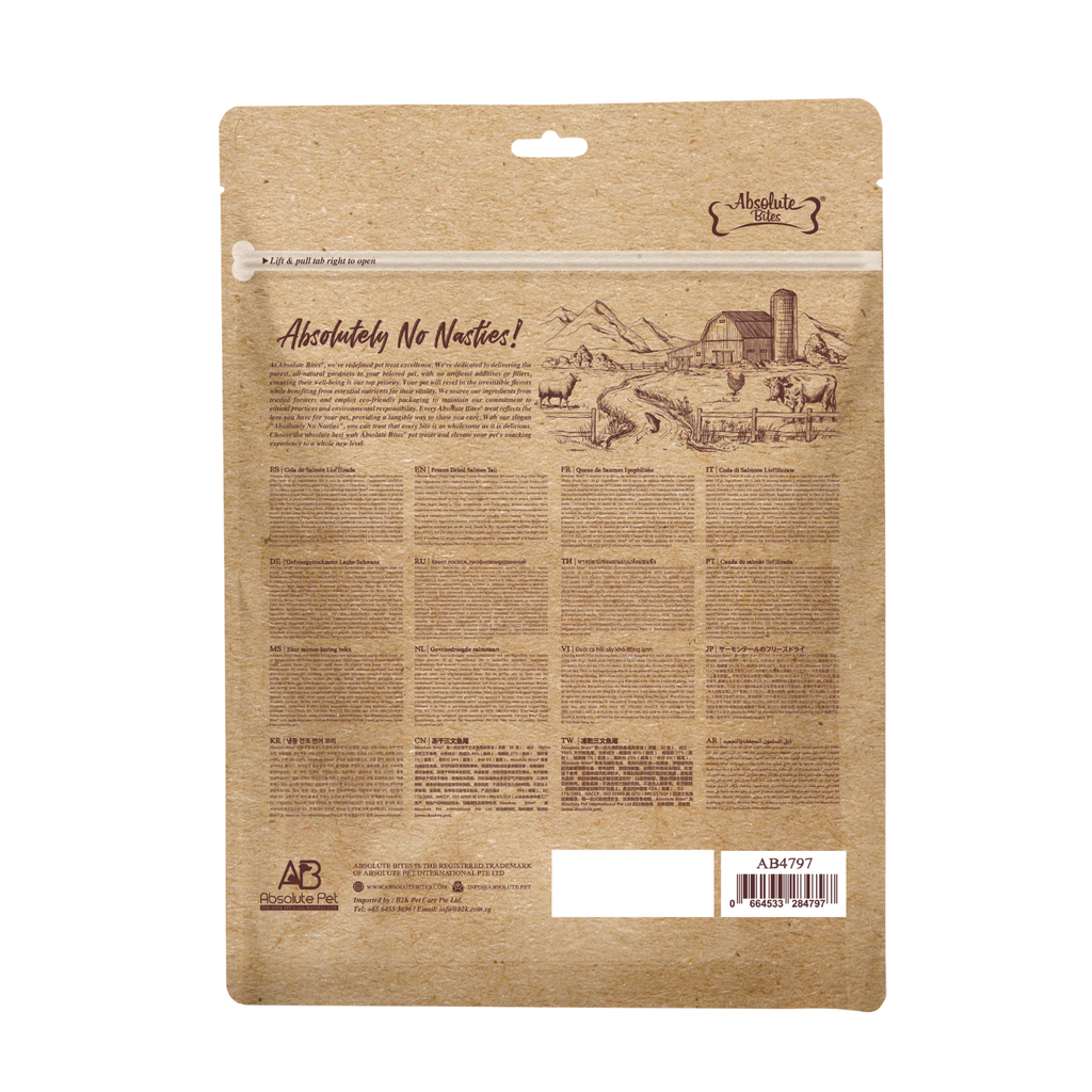 Absolute Bites Freeze Dried Dog Treats - Salmon Tail 40g