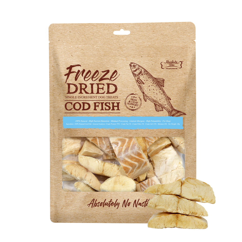 Absolute Bites Freeze Dried Dog Treats - Cod Fish 30g