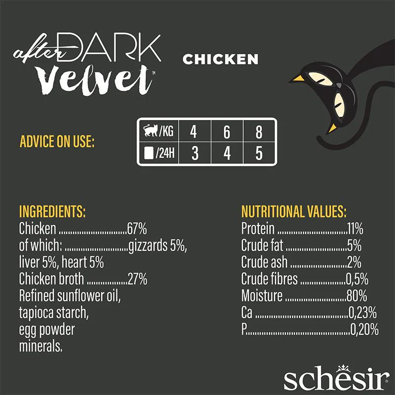 Schesir After Dark Velvet Mousse For Cat - Chicken 80g (Min Order- 12 Pouch)