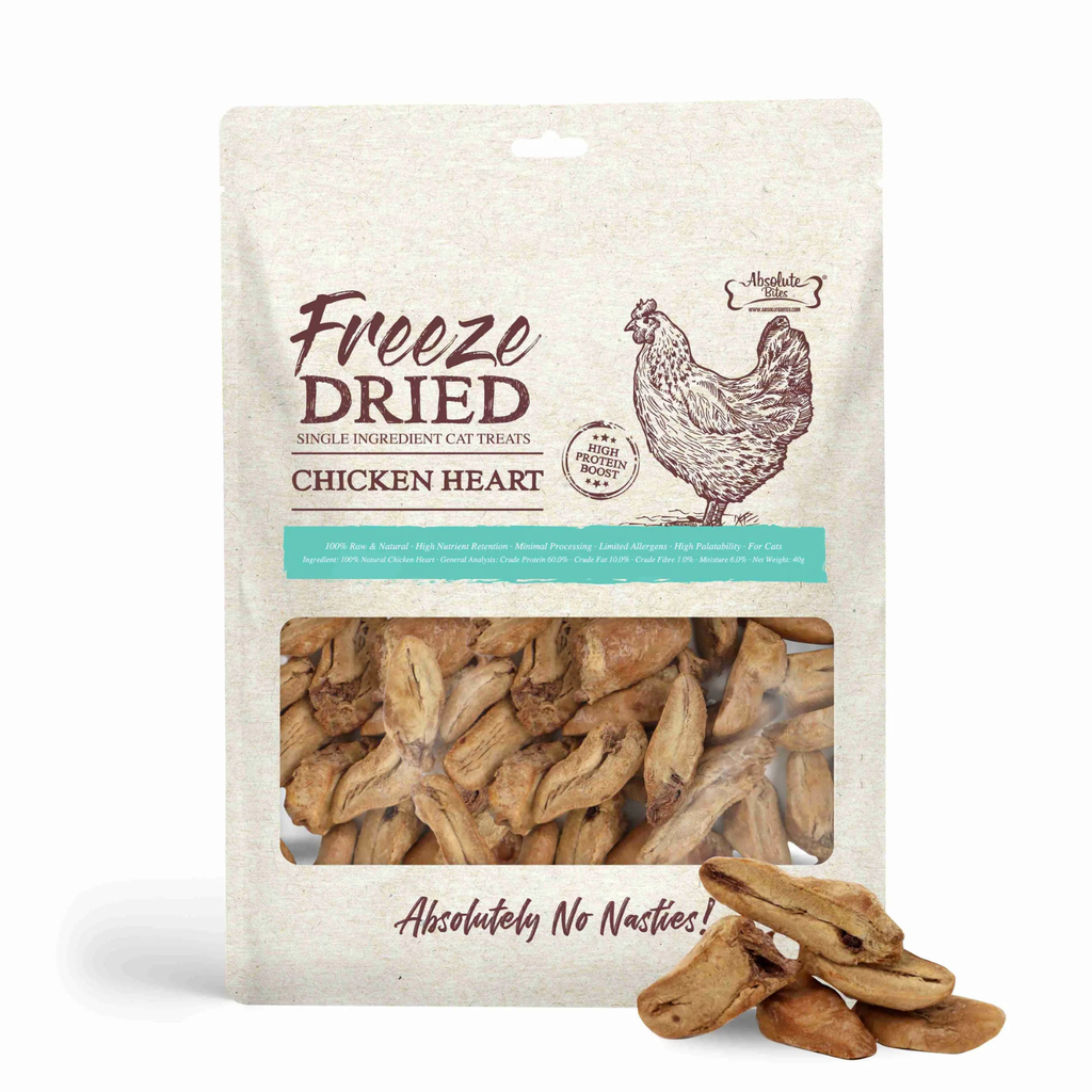 Absolute Bites Freeze Dried Cat Treats - Chicken Heart 40g