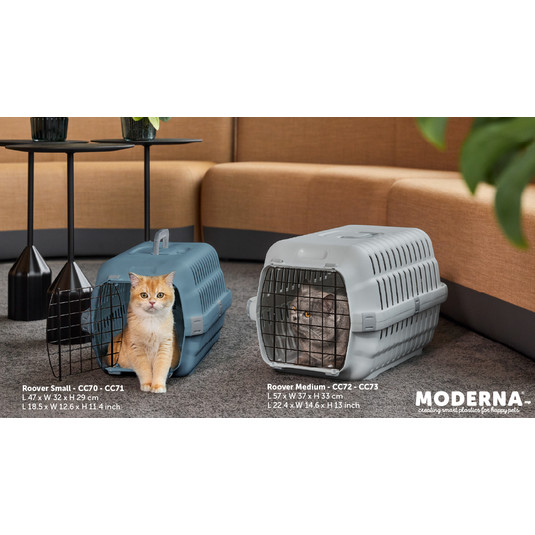 Moderna Roover Small Carrier Metal Door - Copen Blue - L 47 x W 32 x H 29 cm 