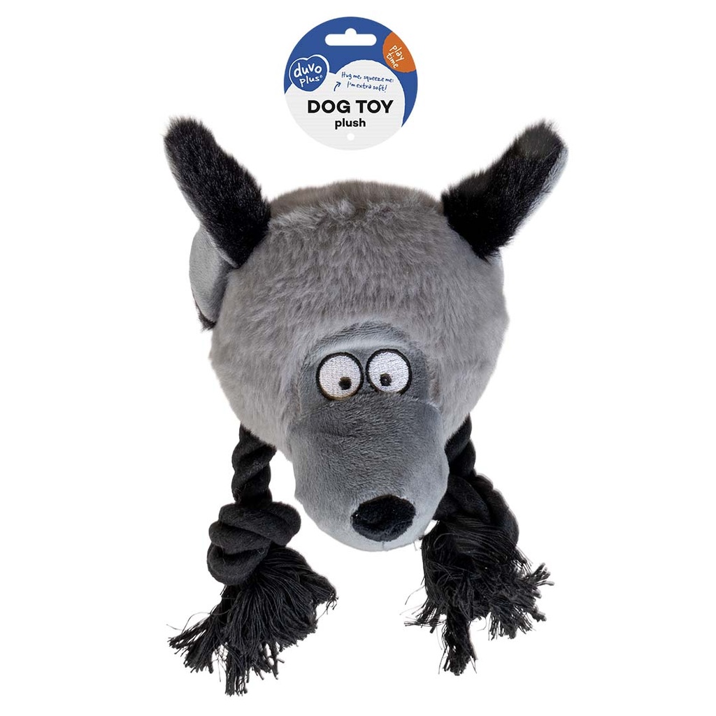 Duvo+ Plush Wildlife Coyote With Rope Dog Toy 23x14x22cm - Brown (new)  