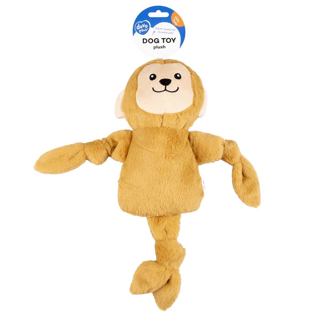 Duvo+ Plush Pawbies Monkey Crackle Dog Toy 23x9x33cm - Brown (new)   