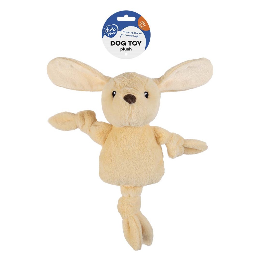 Duvo+ Plush Pawbies Rabbit Crackle Dog Toy 23x11x33cm - Brown (new)   